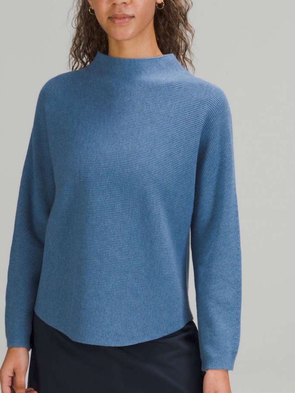 lululemon athletica boxy cotton blend sweater heathered soft denim M/L